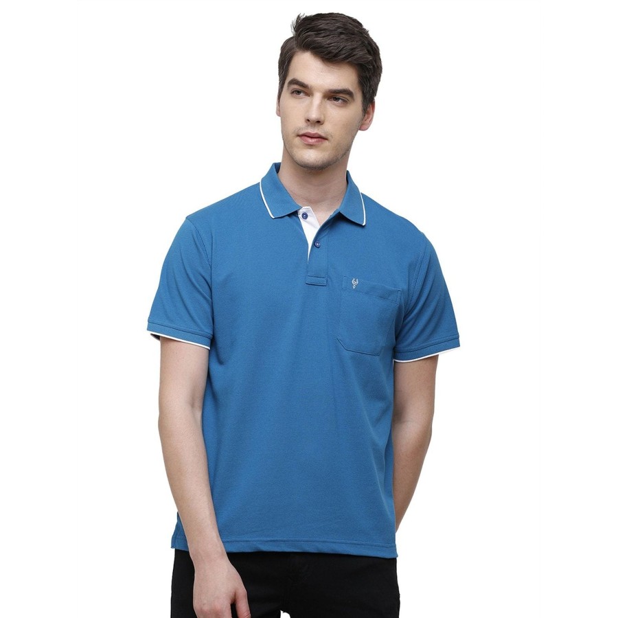 T-Shirts Classic Polo | Classic Polo Men'S Smart Double Pique Polo Half Sleeve Authentic Fit T-Shirt | Nova - Ocean Depth