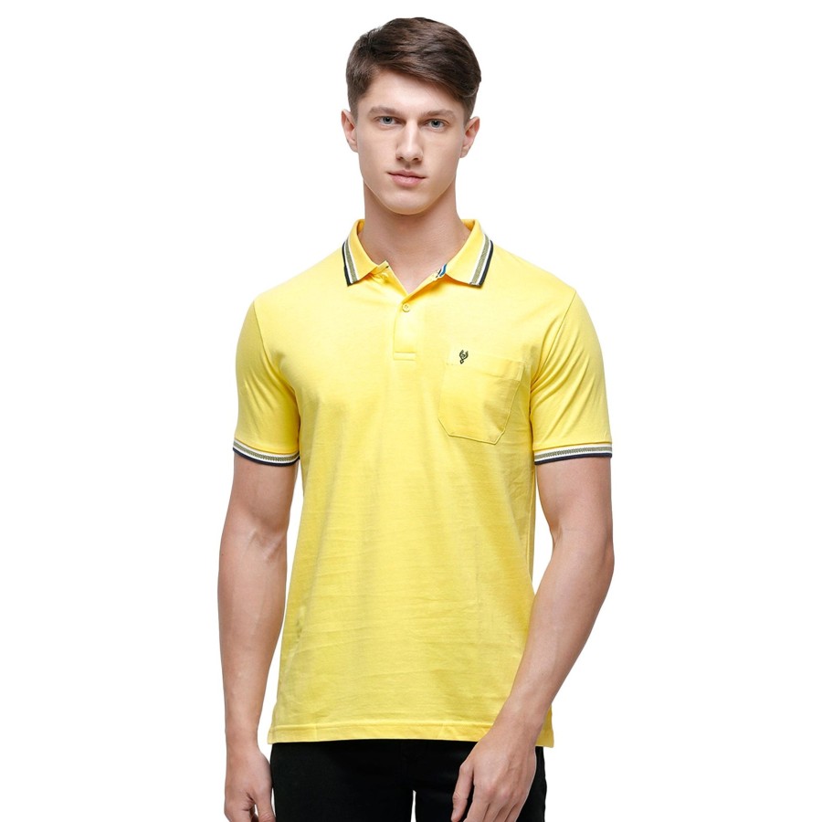 T-Shirts Classic Polo | Classic Polo Men'S Yellow Sporty Polo Half Sleeve Slim Fit T-Shirt | Pristo - Yellow