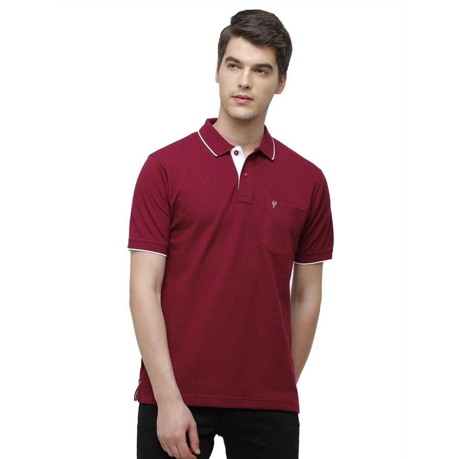 T-Shirts Classic Polo | Classic Polo Men'S Smart Double Pique Polo Half Sleeve Authentic Fit T-Shirt | Nova - Burgundy