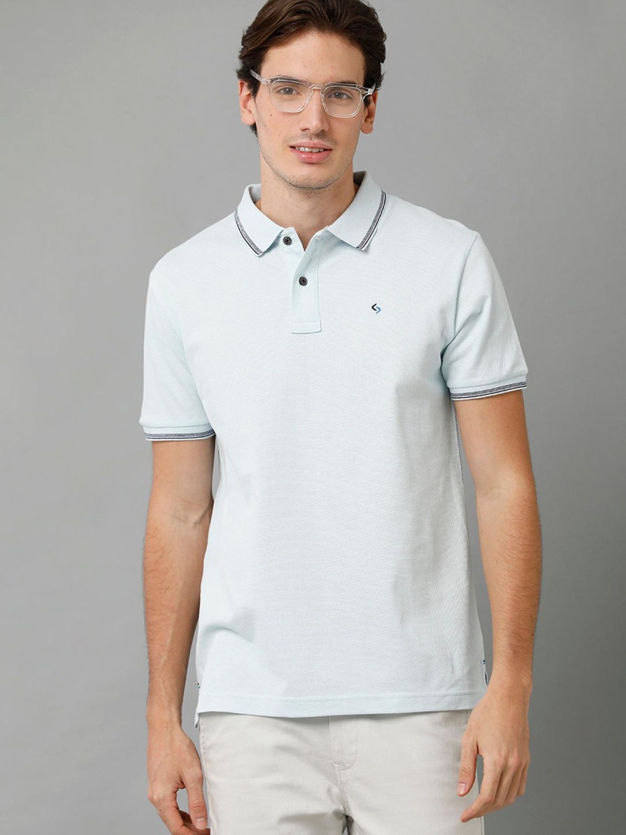 T-Shirts Classic Polo | Classic Polo Men'S Cotton Solid Half Sleeve Slim Fit Polo Neck Light Blue Color T-Shirt | Prm - 749 B