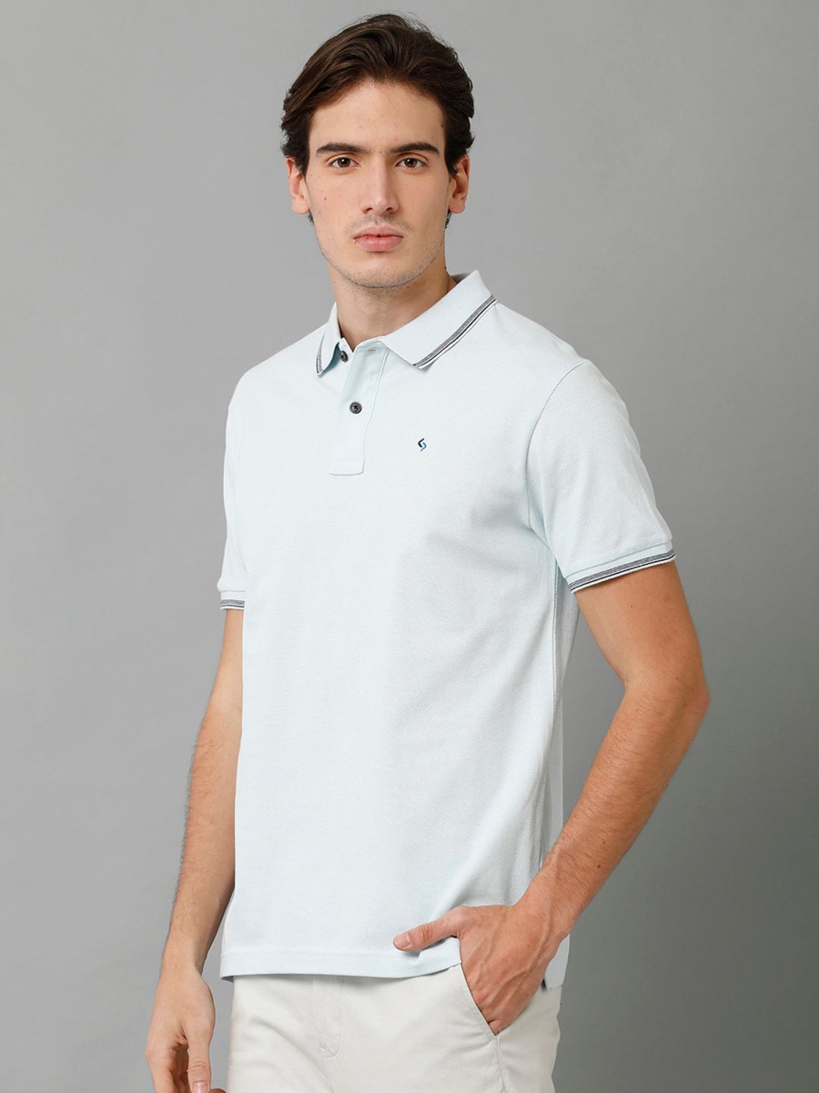 T-Shirts Classic Polo | Classic Polo Men'S Cotton Solid Half Sleeve Slim Fit Polo Neck Light Blue Color T-Shirt | Prm - 749 B