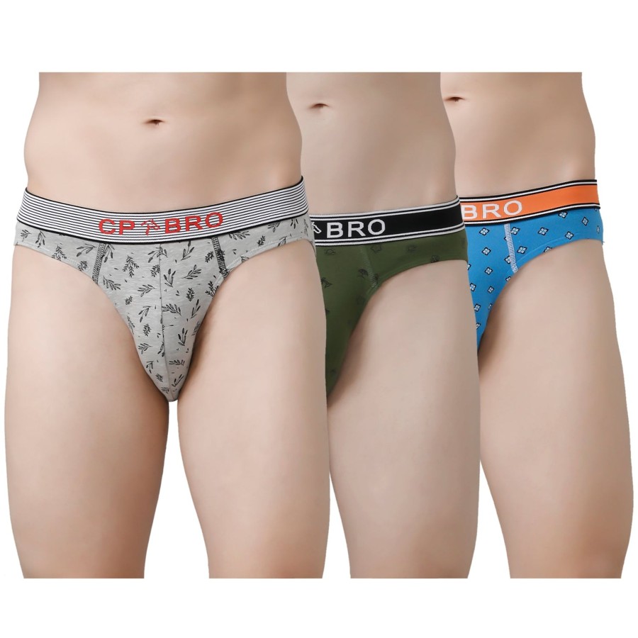 Innerwear CP BRO | Cp Bro Men'S Printed Briefs With Exposed Waistband Value Pack - Multicolor (Pack Of 3)