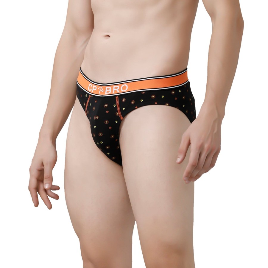 Innerwear CP BRO | Cp Bro Men'S Printed Briefs With Exposed Waistband Value Pack - Black Dot & Blue (Pack Of 2)