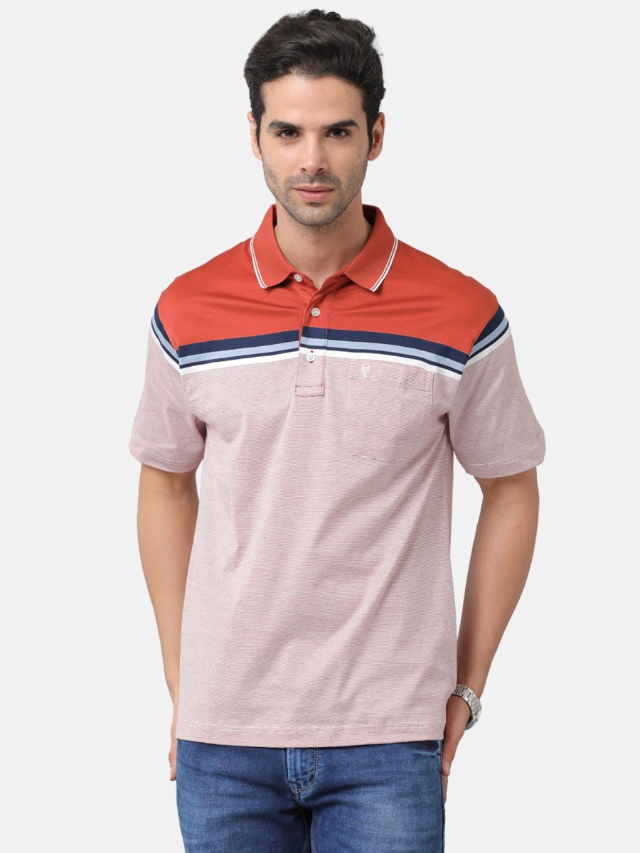 T-Shirts Classic Polo | Classic Polo Mens Cotton Striped Authentic Fit Polo Neck Multicolor T-Shirt | Ultimo 274A