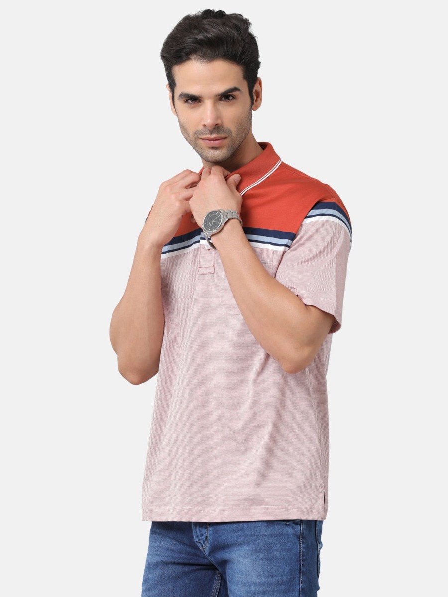 T-Shirts Classic Polo | Classic Polo Mens Cotton Striped Authentic Fit Polo Neck Multicolor T-Shirt | Ultimo 274A