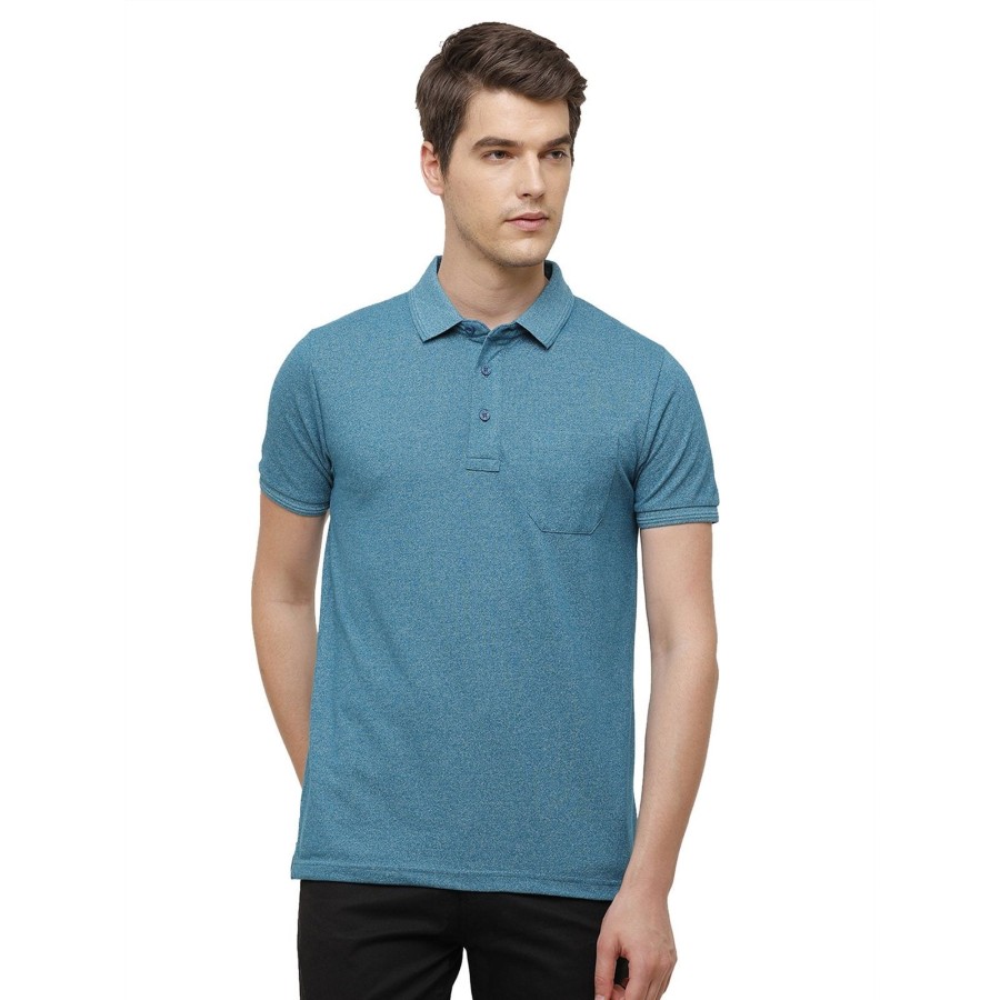 T-Shirts Classic Polo | Classic Polo Men'S Ocean Blue Trendy Grindle Polo Half Sleeve Slim Fit T-Shirt | Proten - Ocean Depths