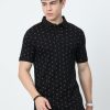 T-Shirts Classic Polo | Classic Polo Mens Cotton Half Sleeves Printed Slim Fit Polo Neck Black Color T-Shirt | Prm - 788 A Sf P