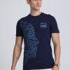 T-Shirts Classic Polo | Classic Polo Mens Cotton Half Sleeves Printed Slim Fit Crew Neck Navy Color T-Shirt | Brcn - 551 A Sf C