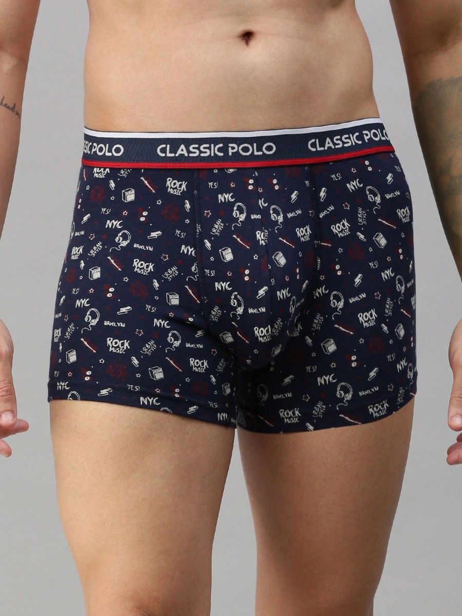 Innerwear Classic Polo | Classic Polo Men'S Modal Printed Trunk | Glance - Blue