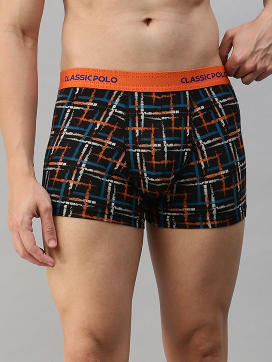 Innerwear Classic Polo | Classic Polo Men'S Modal Printed Trunk | Glance - Black