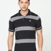 T-Shirts Classic Polo | Classic Polo Mens Cotton Half Sleeves Striped Slim Fit Polo Neck Black Color T-Shirt | Cpeg - 313 B Sf P