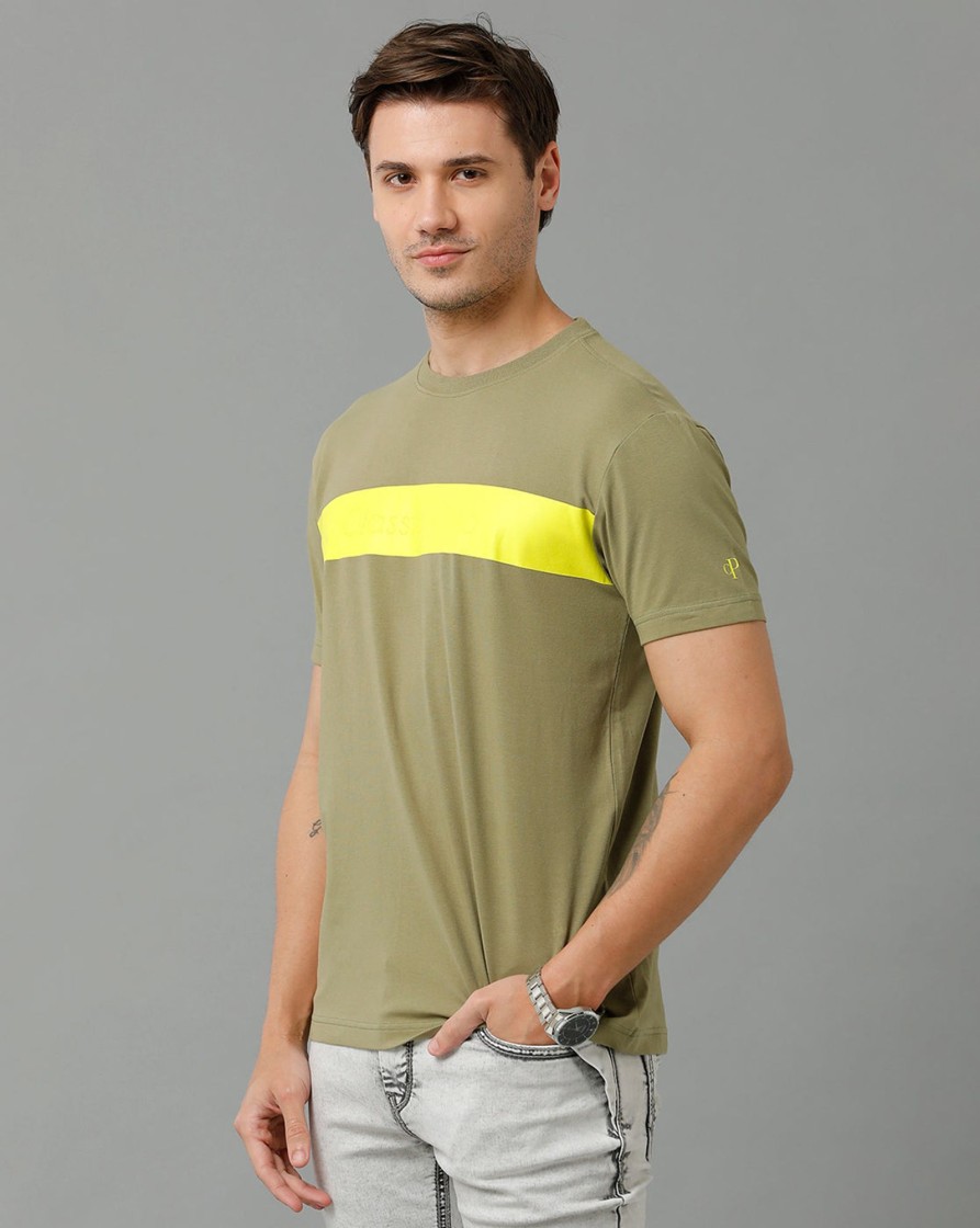 T-Shirts Classic Polo | Classic Polo Men'S Cotton Half Sleeve Printed Slim Fit Round Neck Yellow Color T-Shirt | Baleno - 508 A