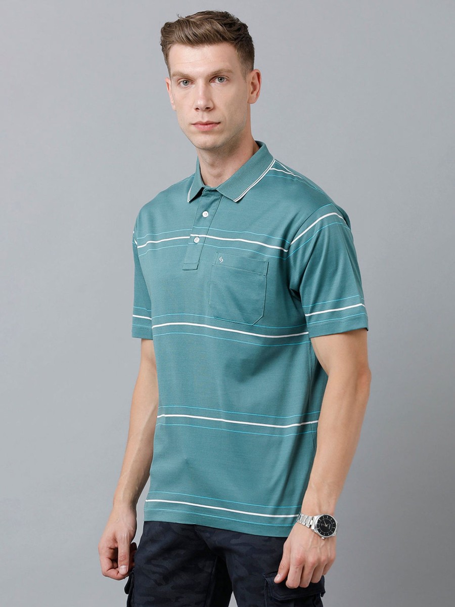 T-Shirts Classic Polo | Classic Polo Men'S Cotton Half Sleeve Striped Authentic Fit Polo Neck Green Color T-Shirt | Ultimo - 319 A