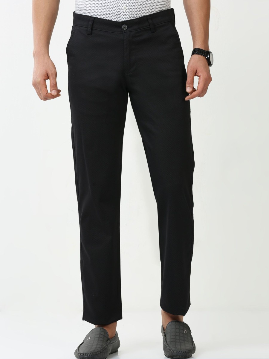 Trousers Classic Polo | Classic Polo Mens Cotton Printed Chiesel Fit Black Color Trouser | Tbo2-25 C-Blk-Cf-Ly