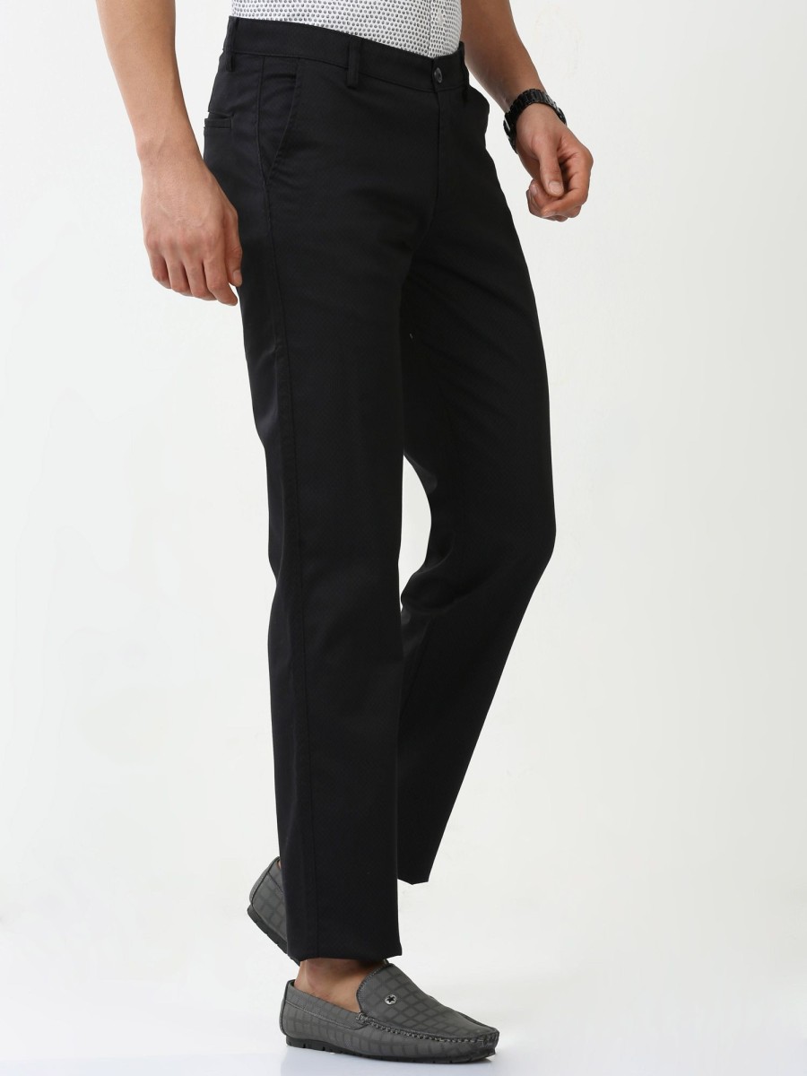 Trousers Classic Polo | Classic Polo Mens Cotton Printed Chiesel Fit Black Color Trouser | Tbo2-25 C-Blk-Cf-Ly