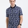 T-Shirts Classic Polo | Classic Polo Mens Cotton Half Sleeves Floral Slim Fit Polo Neck Navy Color T-Shirt | Prm - 790 A Sf P