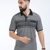 T-Shirts Classic Polo | Classic Polo Mens Cotton Half Sleeves Striped Authentic Fit Polo Neck Black Color T-Shirt | Carve Polo - 17 B Af P