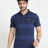 T-Shirts Classic Polo | Classic Polo Mens Cotton Half Sleeves Striped Slim Fit Polo Neck Navy Color T-Shirt | Cpeg - 313 A Sf P