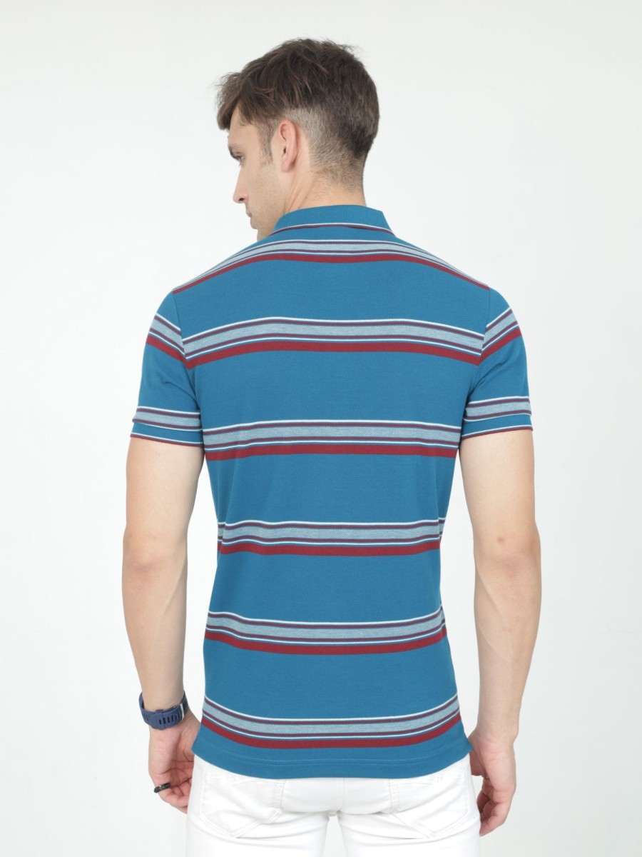 T-Shirts Classic Polo | Classic Polo Mens Casual Blue Striped Cotton T-Shirt | F-Adore - 104 A Sf P