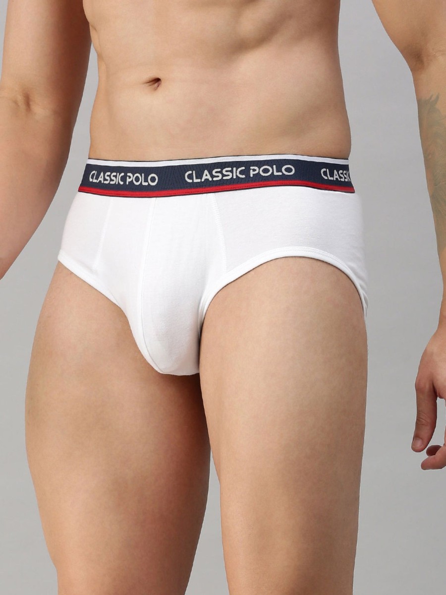 Innerwear Classic Polo | Classic Polo Men'S Modal Solid Briefs | Scarce - White & Grey (Pack Of 2)