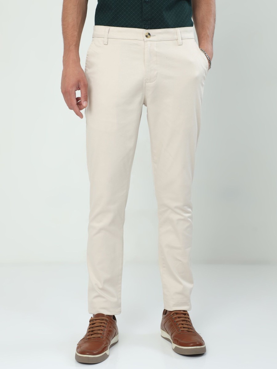 Trousers Classic Polo | Classic Polo Men'S Moderate Fit Cotton Trousers | Cr-Trs-Satin-Cream Mf Ly