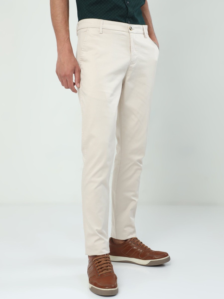 Trousers Classic Polo | Classic Polo Men'S Moderate Fit Cotton Trousers | Cr-Trs-Satin-Cream Mf Ly