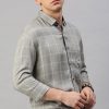 Shirts Classic Polo | Classic Polo Men'S Cotton Full Sleeve Checked Slim Fit Polo Neck Grey Color Woven Shirt | So1-135 A