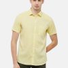 Shirts Classic Polo | Classic Polo Mens Slim Fit Polo Neck Yellow Woven Shirt - Porsh-Yellow Hs