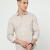 Shirts Classic Polo | Classic Polo Men'S Cotton Full Sleeve Printed Slim Fit Polo Neck Cream Color Woven Shirt | So1-151 B