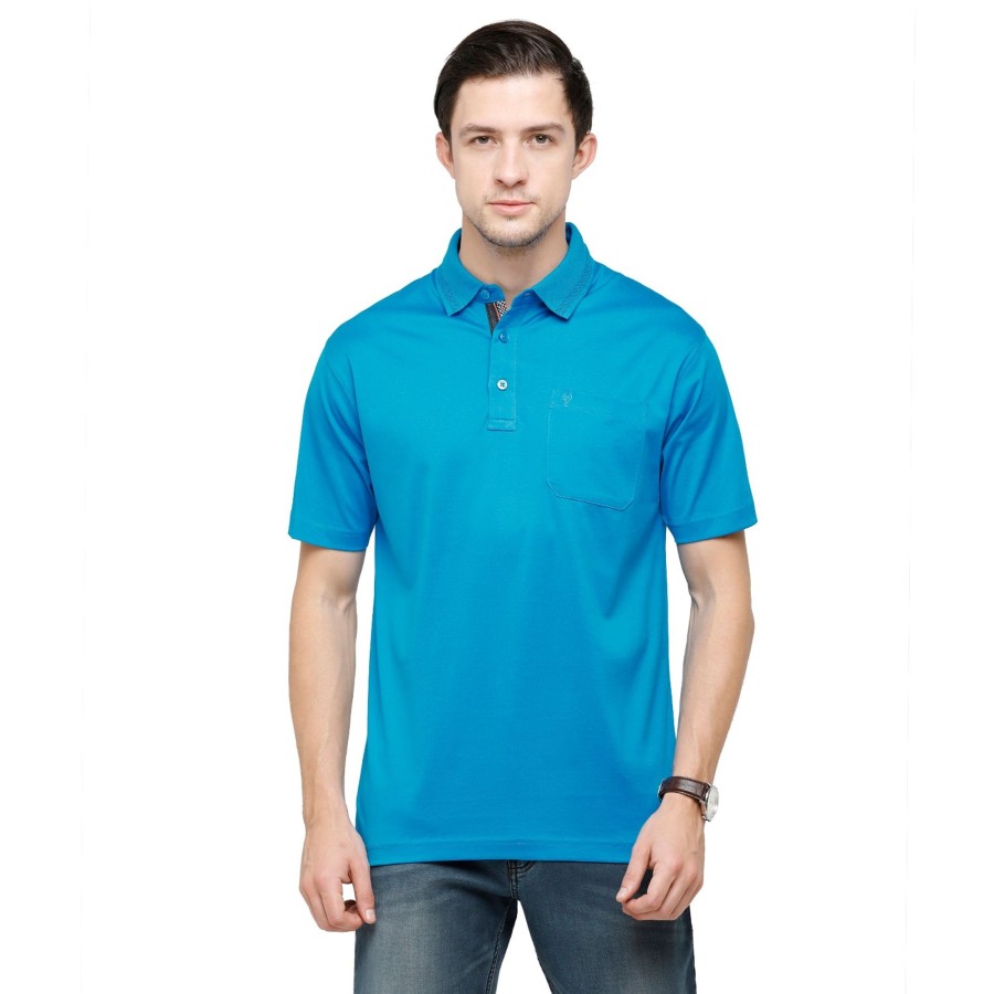 T-Shirts Classic Polo | Classic Polo Men'S Solid Polo Neck Authentic Fit 100% Cotton T-Shirt | Sedos - Pro Blue