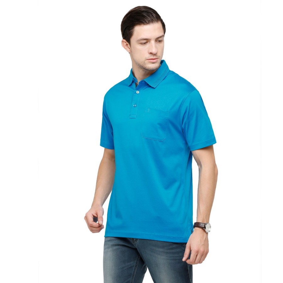 T-Shirts Classic Polo | Classic Polo Men'S Solid Polo Neck Authentic Fit 100% Cotton T-Shirt | Sedos - Pro Blue