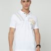 T-Shirts Classic Polo | Classic Polo Mens Pure Cotton Half Sleeve Printed Slim Fit Polo Neck White Color T Shirt | Vivid Polo - 02 A