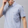 Shirts Classic Polo | Classic Polo Men'S Cotton Half Sleeve Checked Slim Fit Polo Neck Blue Color Woven Shirt | So1-66 B