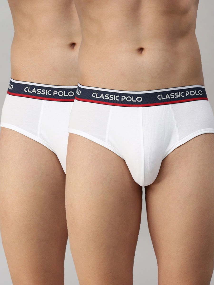 Innerwear Classic Polo | Classic Polo Men'S Modal Solid Briefs | Scarce - White (Pack Of 2)