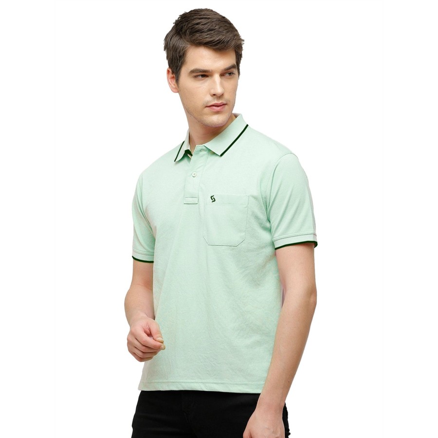 T-Shirts Classic Polo | Classic Polo Men'S Casual Solid Lt.Green Half Sleeve T-Shirt | Toy-Nova-Blue Haze Af P