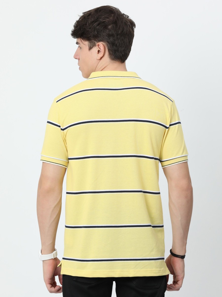 T-Shirts Classic Polo | Classic Polo Mens Casual Yellow Striped Cotton T-Shirt | F-Adore - 106 A Sf P