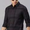 Shirts CP BRO | Cp Bro Men'S Cotton Full Sleeve Checked Slim Fit Polo Neck Brown Color Woven Shirt | Sbo1-44 A