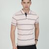 T-Shirts Classic Polo | Classic Polo Mens Casual Lt.Peach Striped Cotton T-Shirt | F-Adore - 101 A Sf P