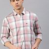 Shirts Classic Polo | Classic Polo Men'S Cotton Full Sleeve Checked Slim Fit Polo Neck Pink Color Woven Shirt | So1-98 A