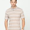 T-Shirts Classic Polo | Classic Polo Mens Cotton Half Sleeves Striped Authentic Fit Polo Neck Cream Color T-Shirt | Mel - 238 A Af P