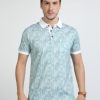 T-Shirts Classic Polo | Classic Polo Mens Cotton Half Sleeves Floral Slim Fit Polo Neck Aqua Blue Color T-Shirt | Scant - 31 B Sf P