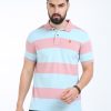 T-Shirts Classic Polo | Classic Polo Mens Cotton Half Sleeves Striped Slim Fit Polo Neck Pink Color T-Shirt | Cpeg - 312 B Sf P