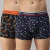 Innerwear Classic Polo | Classic Polo Men'S Modal Printed Trunks | Glance - Black & Blue (Pack Of 2)