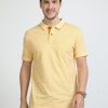 T-Shirts Classic Polo | Classic Polo Mens Pure Cotton Half Sleeves Printed Slim Fit Polo Neck Yellow Color T-Shirt | Bello - 219 A Sf P