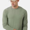 T-Shirts Classic Polo | Classic Polo Mens Cotton Full Sleeve Solid Slim Fit Round Neck Olive Green Color T-Shirt | Verno 303 B