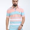 T-Shirts Classic Polo | Classic Polo Mens Cotton Half Sleeves Striped Slim Fit Polo Neck Peach Color T-Shirt | Vta - 242 B Sf P