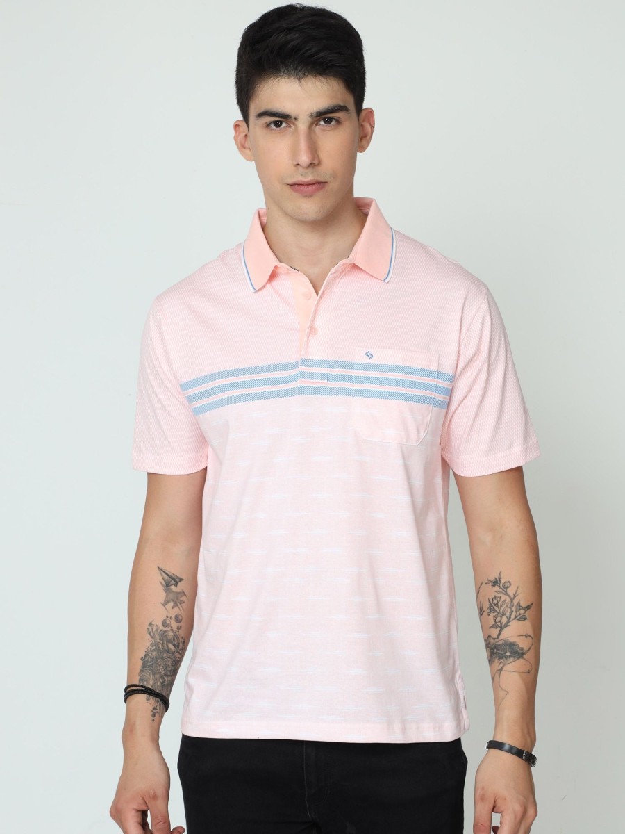 T-Shirts Classic Polo | Classic Polo Mens Cotton Half Sleeve Printed Authentic Fit Polo Neck Peach Color T-Shirt | Carve Polo - 16 B Af P