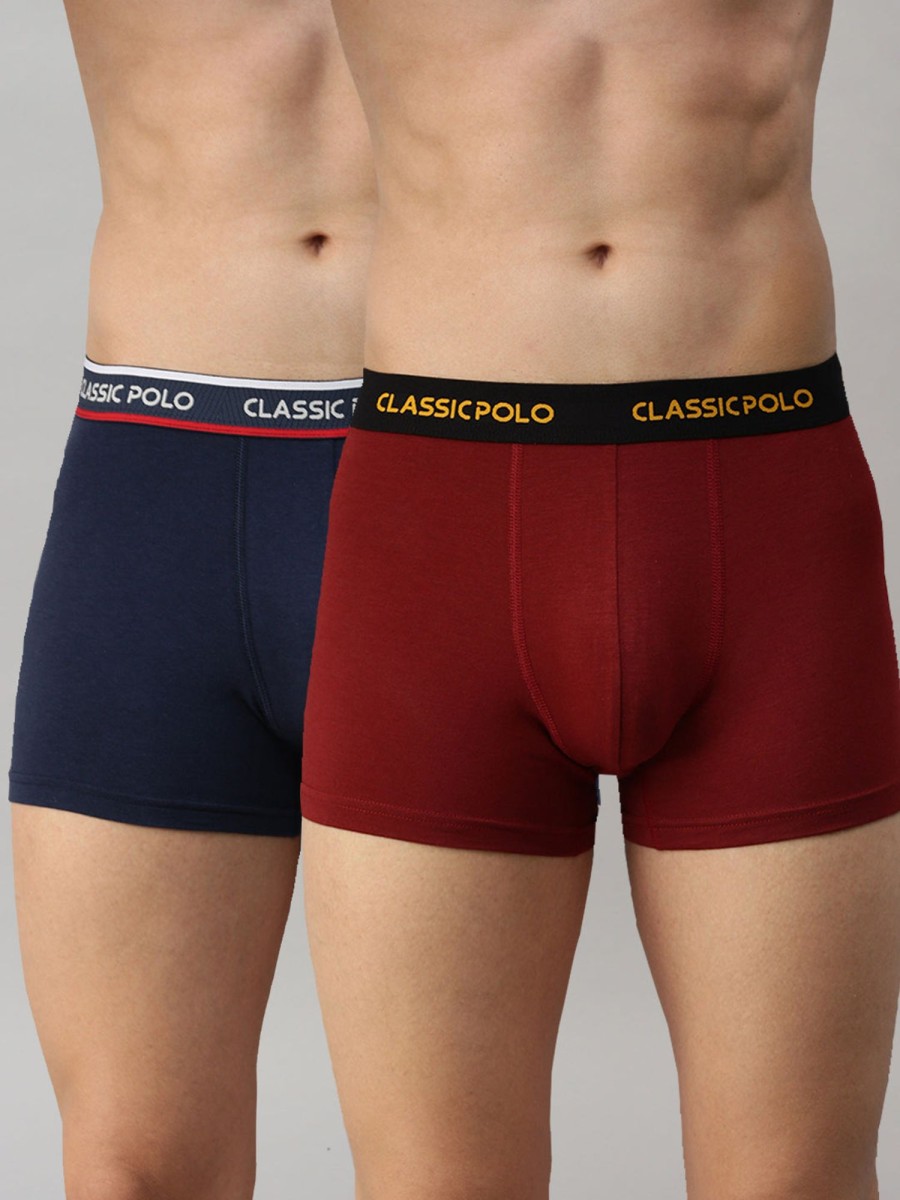 Innerwear Classic Polo | Classic Polo Men'S Modal Solid Trunks | Glance - Blue & Red (Pack Of 2)