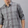 Shirts CP BRO | Cp Bro Men'S Cotton Full Sleeve Checked Slim Fit Polo Neck Grey Color Woven Shirt | Sbo1-46 A