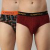 Innerwear Classic Polo | Classic Polo Men'S Modal Printed Briefs | Scarce - Black & Red (Pack Of 2)